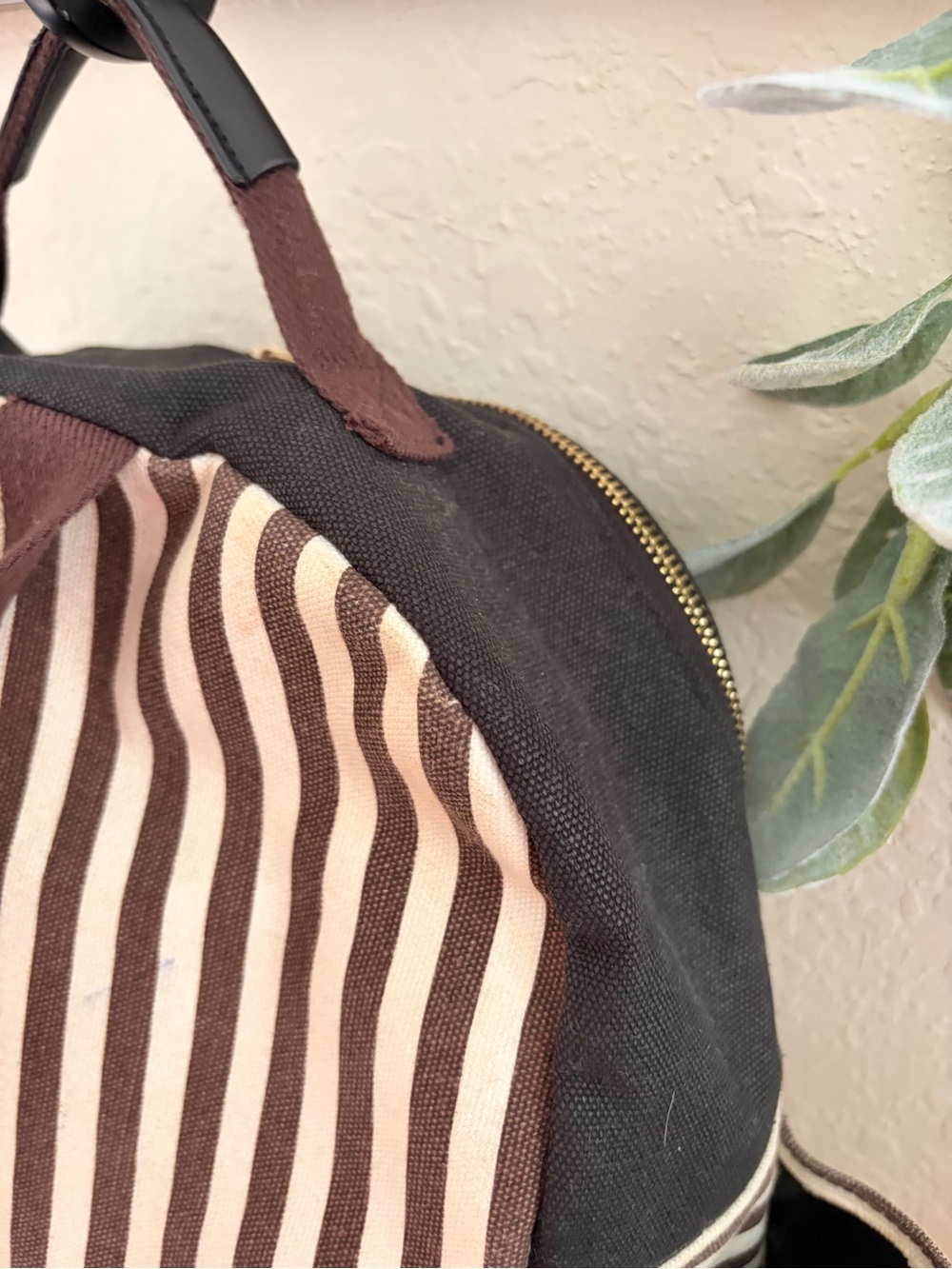Henri Bendel Brown Stripe Backpack, Travel Backpack, Structurally Excellent - Picture 8 of 13